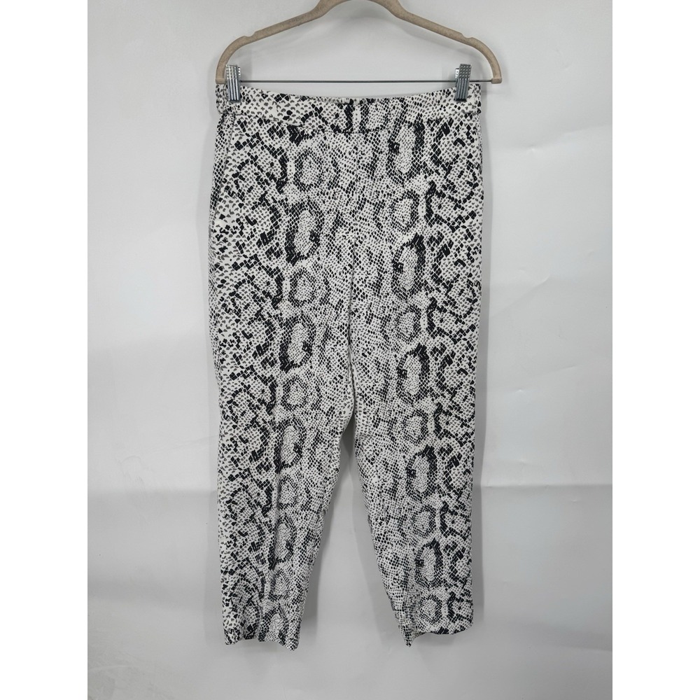 J. Crew Factory Jamie Snake Print Pant Women 10 White Black Retro Reptile Preppy